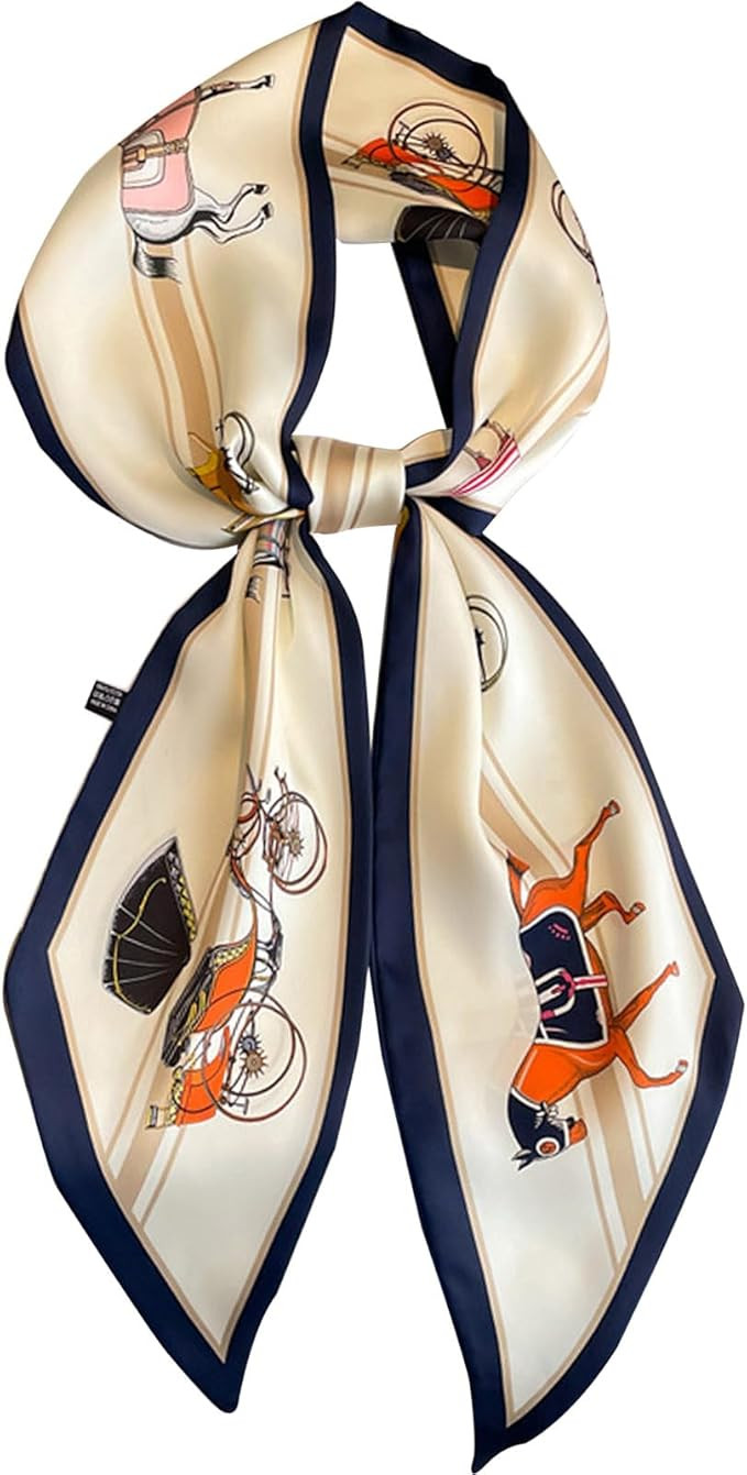 kcctoo 59" Mulberry Silk Like Head Scarf Women's Fashion Square Neck Satin Scarfs for Bag Hair Sc... | Amazon (US)