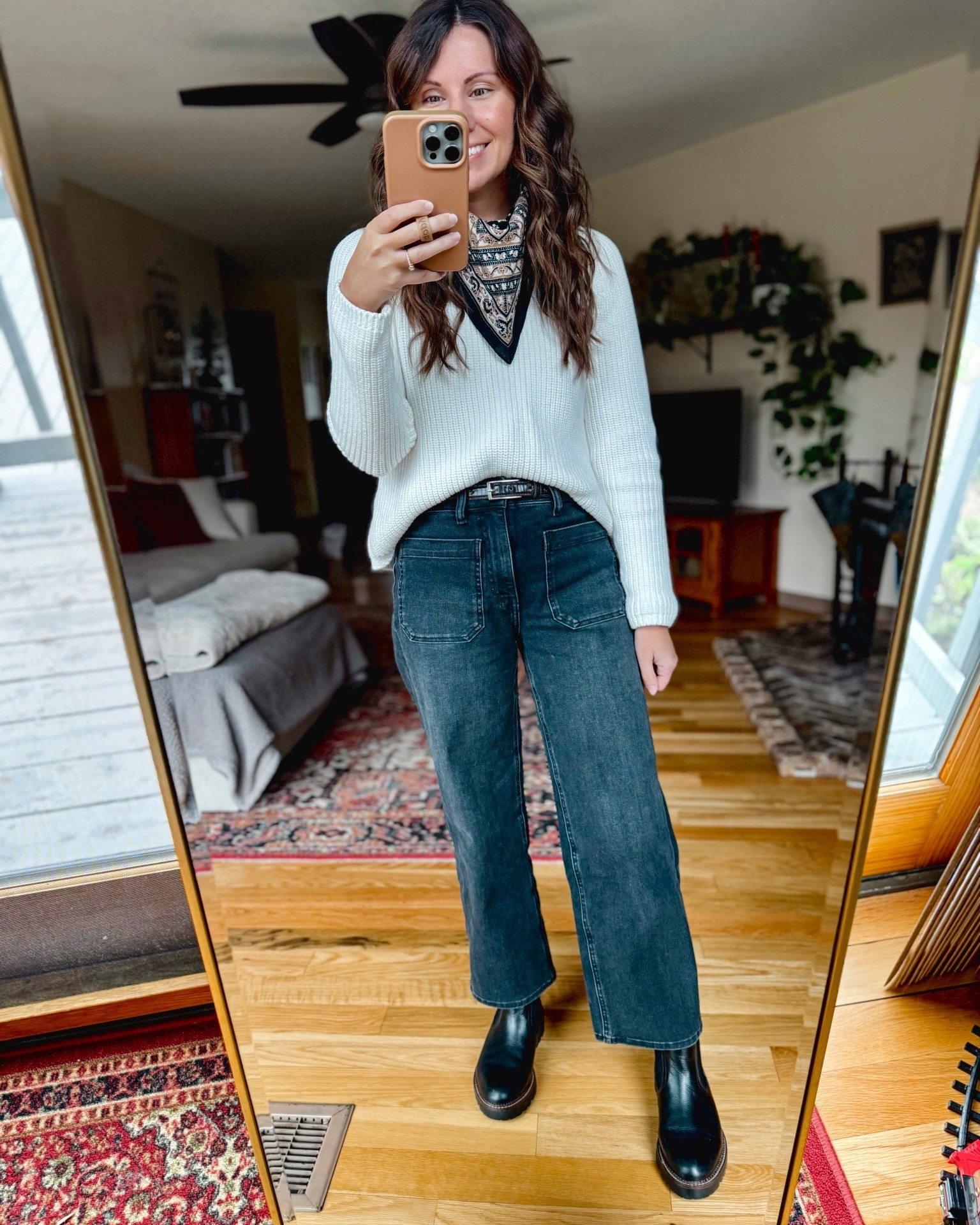 Wearing small in my sweater (love it! 100% organic cotton and I own it in 3 colors)  size 24 in the 26” inseam in my jeans and size 6.5 in my boots. 

My socks are older so I linked similar. This scarf is so cute and 100% cotton too!🖤

#LTKPetite #LTKootd #LTKgrwm