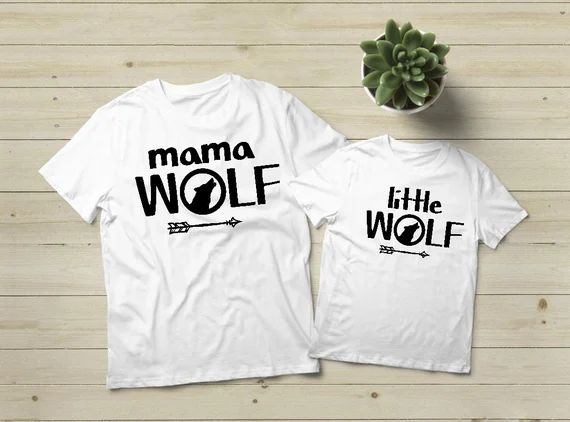 Mama Wolf Shirt Wolfpack Shirt Mommy and Me Outfits Wolf Pack Two Wolf Shirt | Etsy (US)