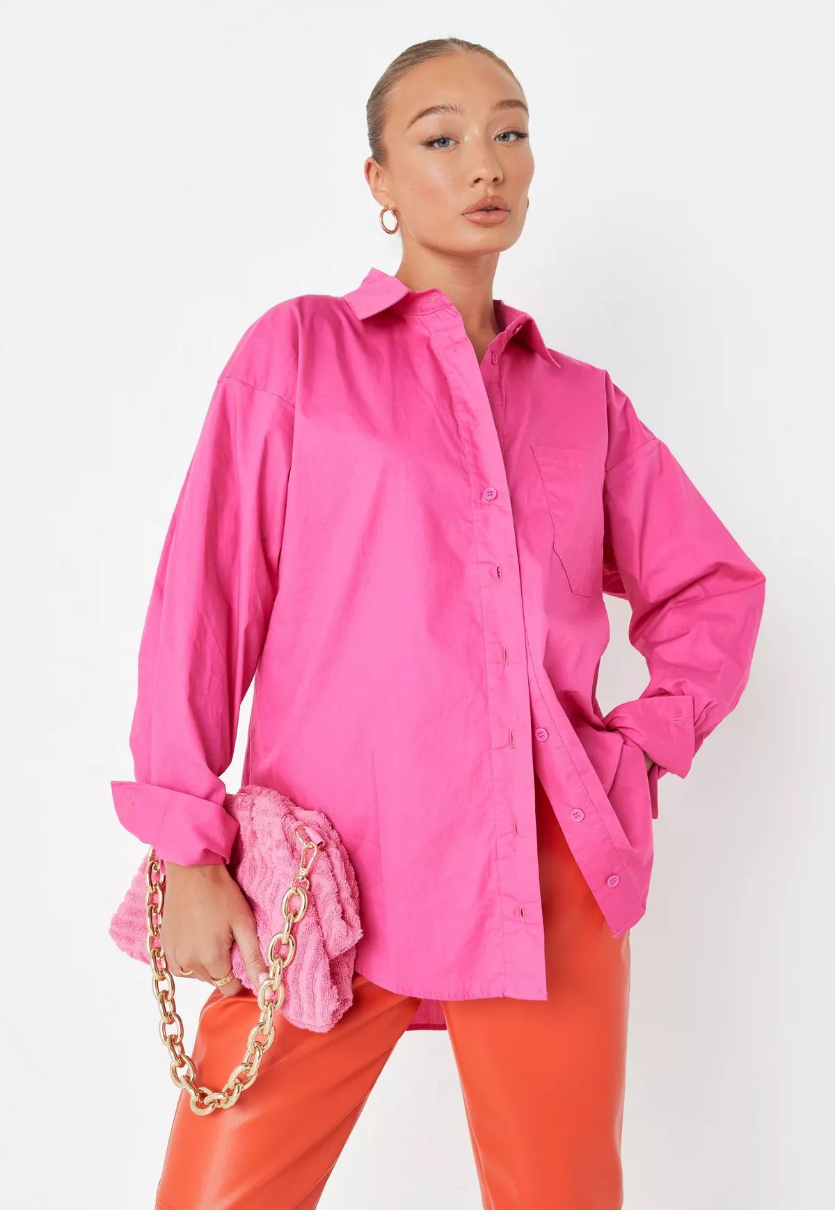 Missguided - Pink Extreme Oversized Poplin Shirt | Missguided (US & CA)