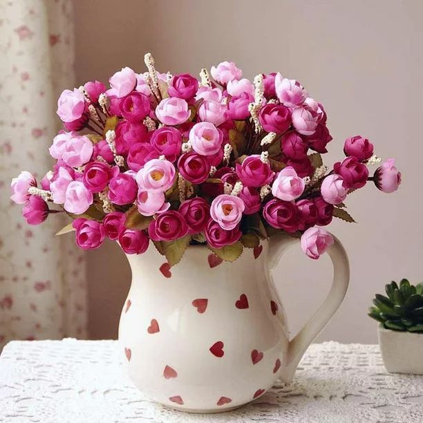Yesbay Home Artificial Rose Silk Flowers 18 Flower Heads Camellia Peony Bouquet Decor-Milk White ... | Walmart (US)