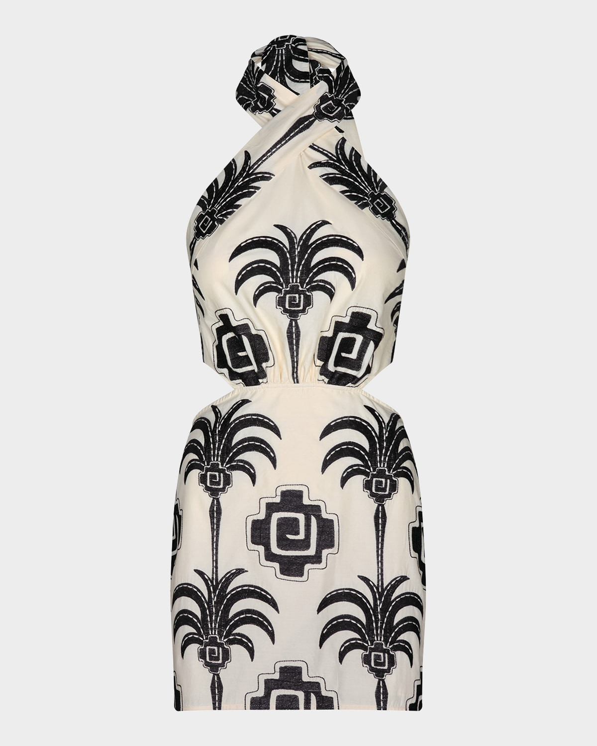 Pintaderas Embroidered Halter Mini Dress | Neiman Marcus