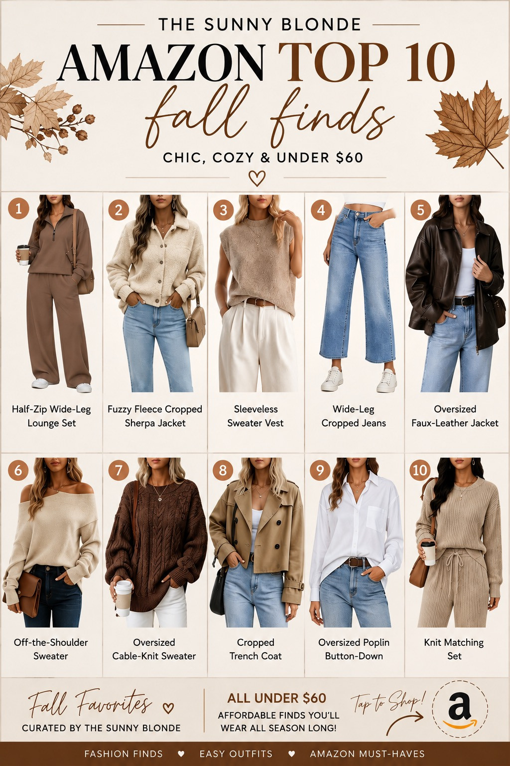 Amazon fall finds that look WAY more expensive than they are 🍂🤎 From cozy matching sets and elevated knits to the perfect fall layers — these 10 finds are giving effortless, expensive-looking fall style without the price tag. Everything is under $60! Tap to shop your favorites. 🛍️ 

 #AmazonFinds #AmazonFashion #FallFashion #FallOutfits #AmazonStyle #AffordableFashion #FallFinds #LTKFinds #LTKStyleTip #LTKmomlife #LTKSeasonal #LTKOver40