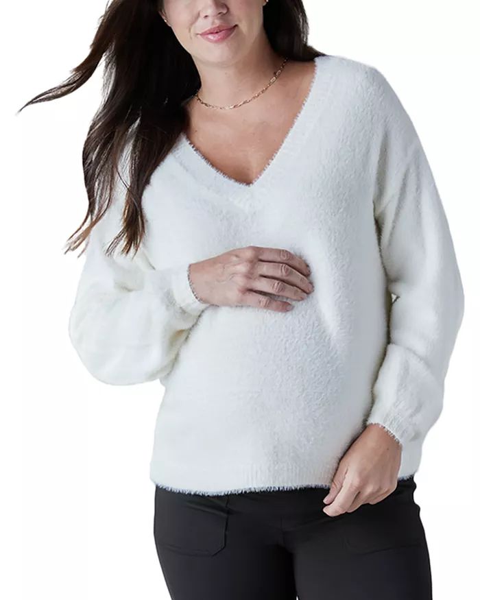 Fluffy V-Neck Maternity Sweater | Bloomingdale's (US)