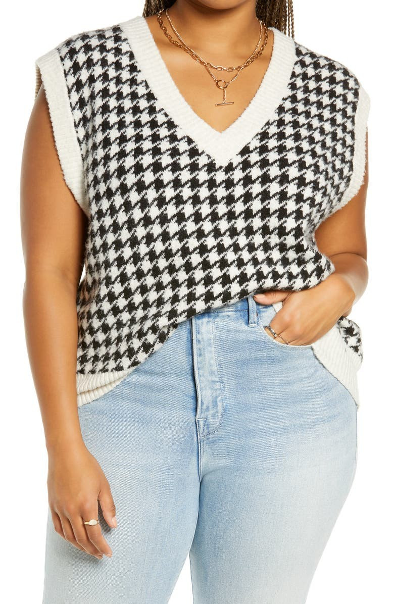 Oversize Houndstooth Sweater Vest | Nordstrom | Nordstrom