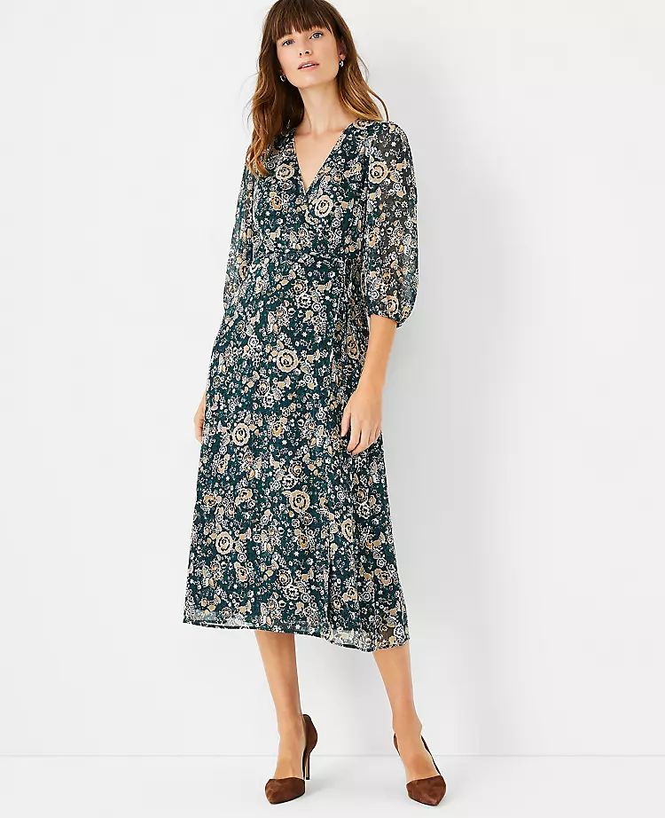 Floral Wrap Flare Dress | Ann Taylor (US)