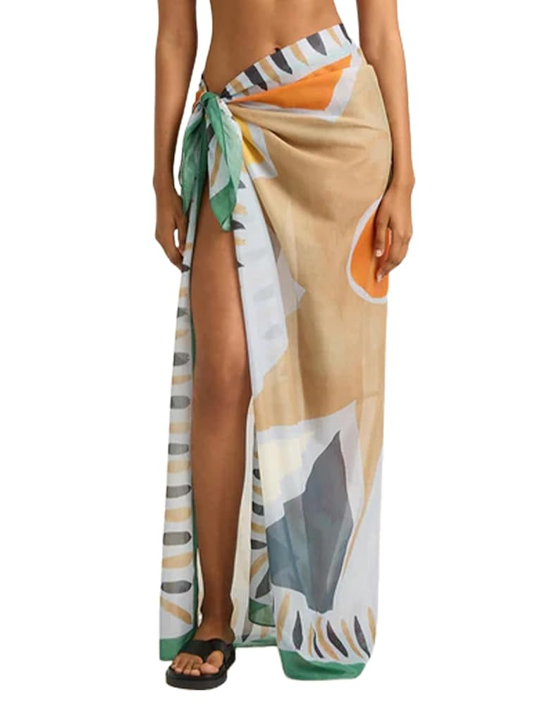 Fiona Jolin Women's Sarong Pareo Cotton Beach Coverups Lightweight Wrap Skirt Boho Printed Bikini... | Amazon (US)