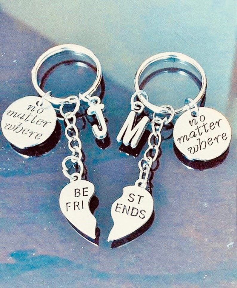 SALE - Set of 2 No Matter Where Best Friend Keychains, Initial Keychains, Bff Keychains, Friendsh... | Etsy (US)
