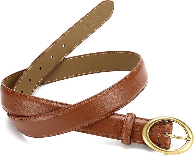 Womens Belts for Jeans, CR Womens Leather Belt with Gold Buckle, 1.15" Width Ladies Casual Belts ... | Amazon (US)