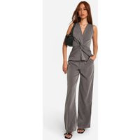 Womens High Waisted Wide Leg Trouser - Grey - 12 | NastyGal UK