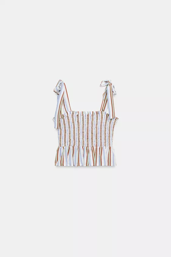 STRIPED SMOCKED TOP | Zara UK