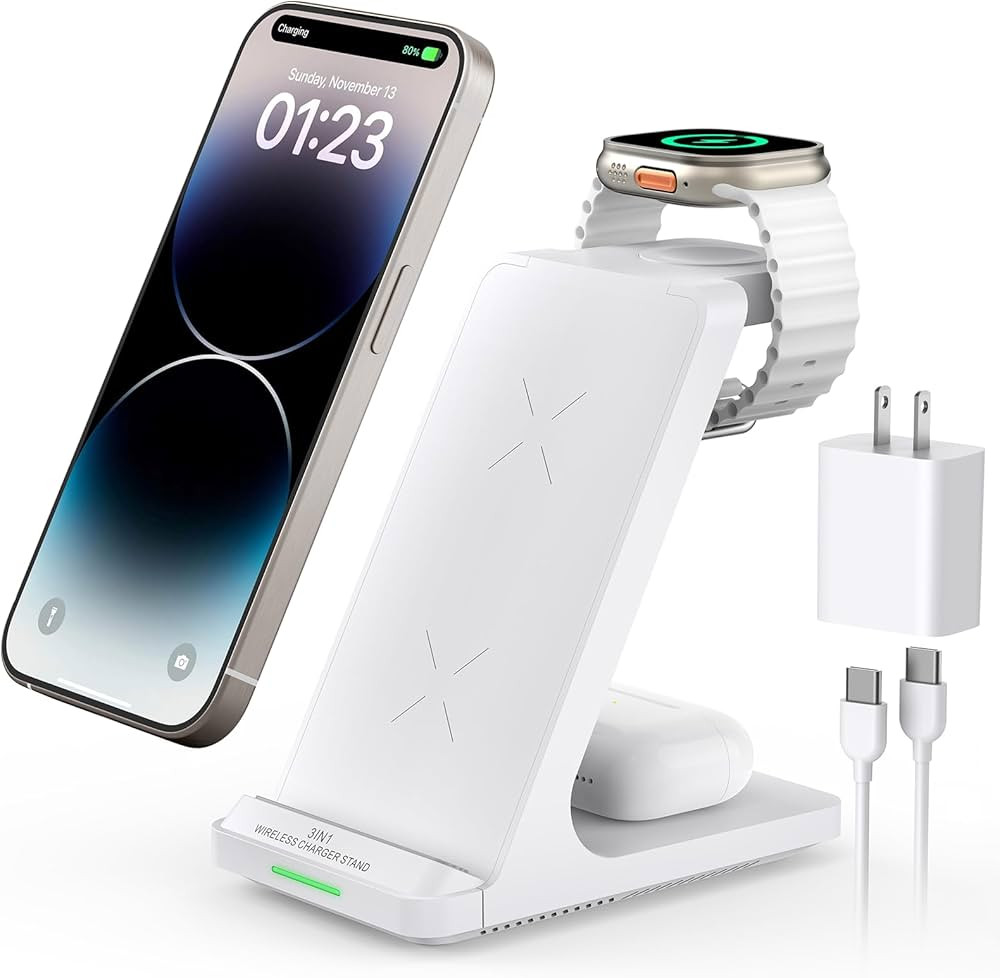 Wireless Charging Station, 3 in 1 Fast Wireless Charger Stand for Multiple Devices Apple Watch Ul... | Amazon (US)