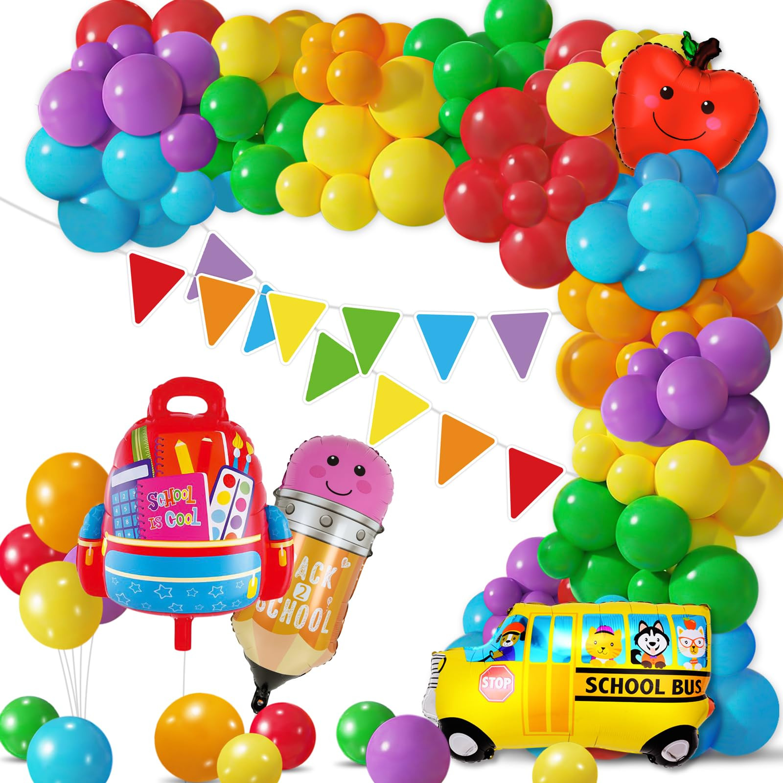 Back to School Balloons Garland Arch Kit Decorations - Welcome First Day of School Triangle Banne... | Amazon (US)