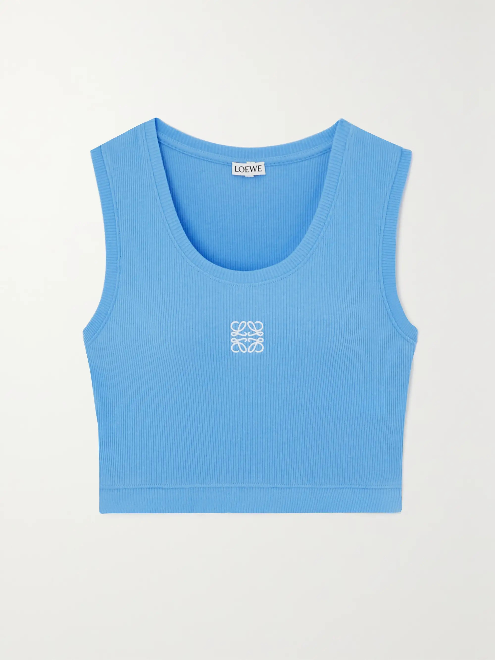 Anagram embroidered ribbed stretch-cotton jersey tank | NET-A-PORTER (UK & EU)