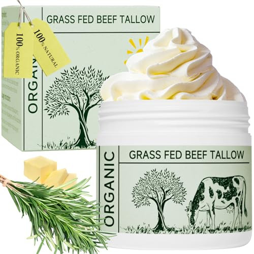 mkzea Beef Tallow, Beef Tallow for Skin, Moisturizer for Dry Skin, Unscented Beef Tallow Blam Grass Fed Whipped Tallow Face Cream Nourishing Soothing Moisturizer Body Lotion Skin Care | Amazon (US)
