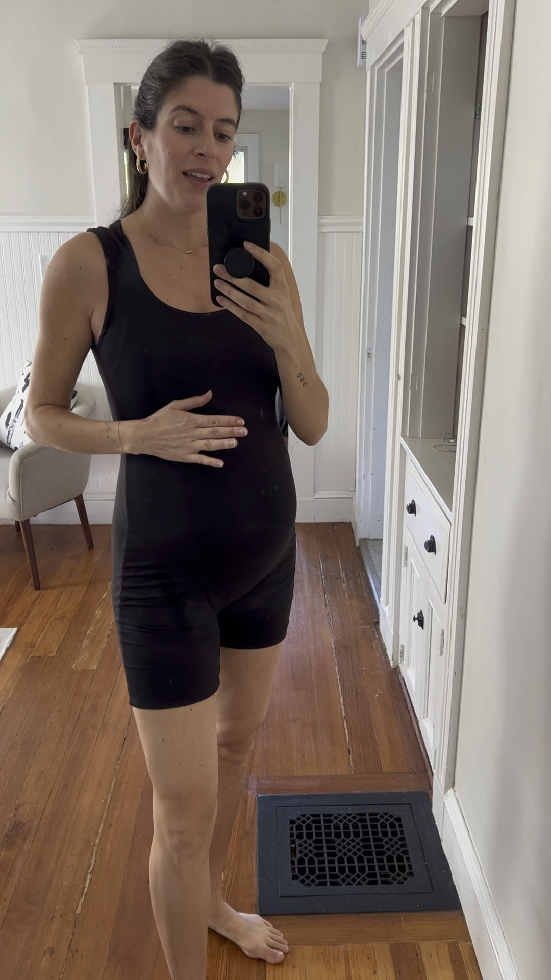Super soft maternity bodysuit. I’m wearing a medium. It’s a comfy lounge material, not super supportive/compressive. 

#LTKbump #LTKfitness