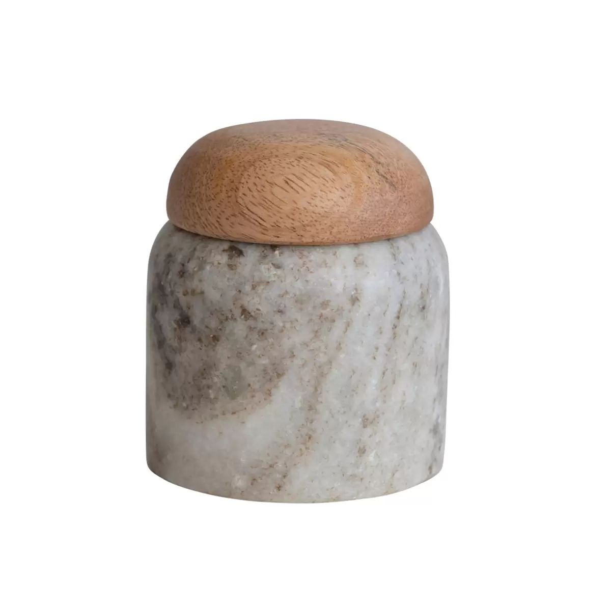 Creative Co-Op Marble Canister with Wood Lid | The Container Store