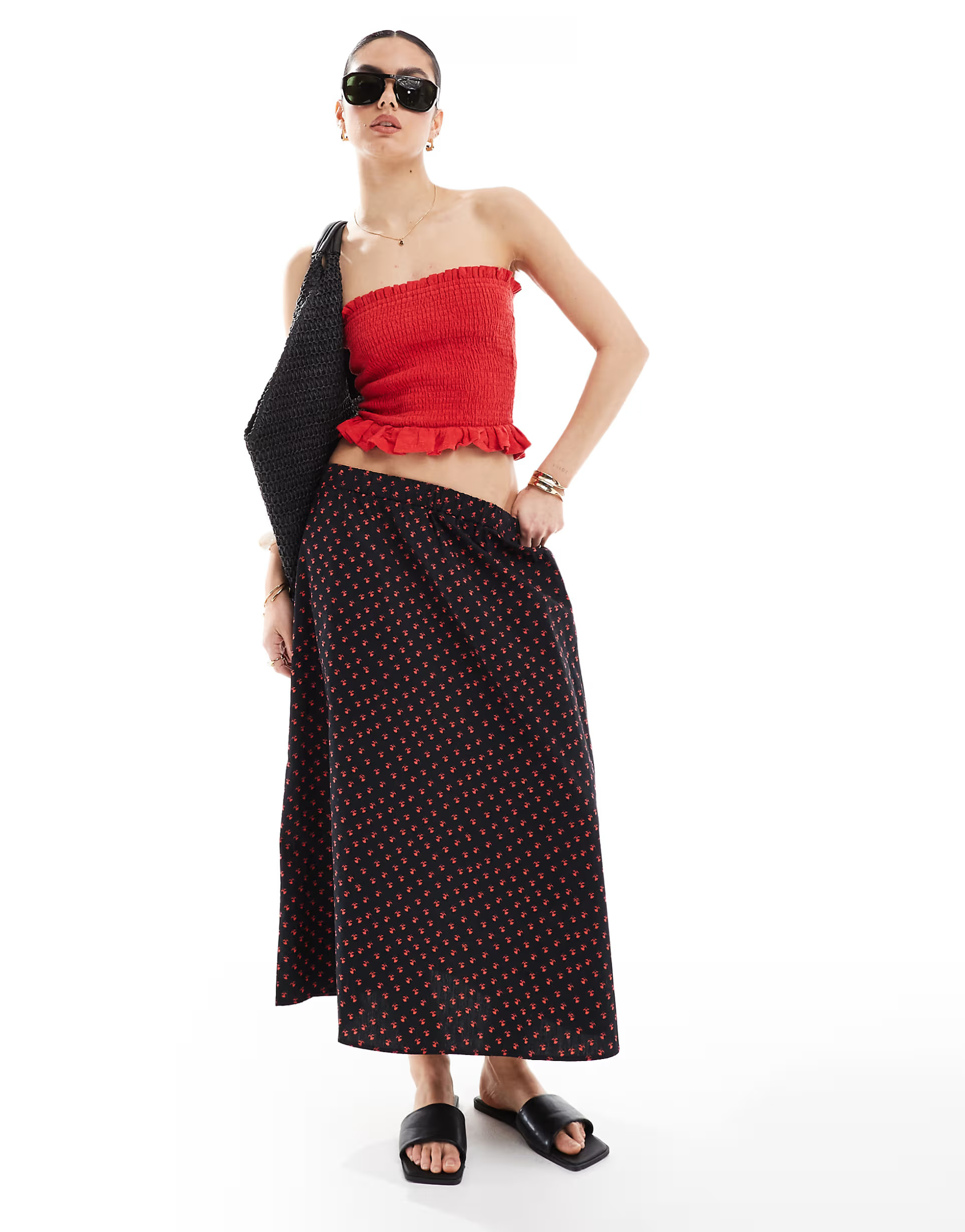 ONLY tiered midi skirt in ditsy floral | ASOS (Global)