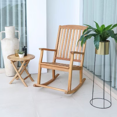 Nordic Teak Oiled Outdoor Patio Rocking Chair | Target