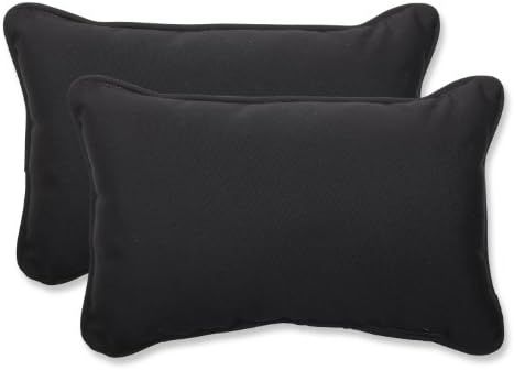 Pillow Perfect - 546544 Outdoor/Indoor Sunbrella Canvas Lumbar Pillows, 11.5" x 18.5", Black, 2 Pack | Amazon (US)