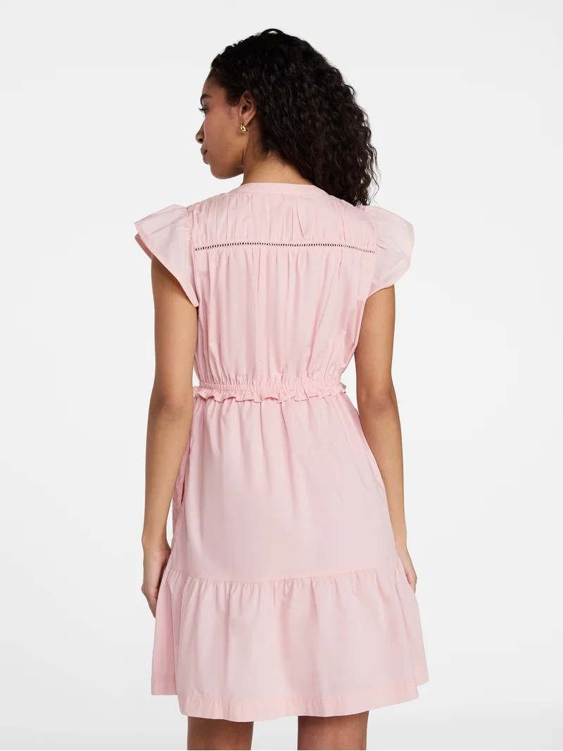 Time and Tru Women's Cotton Flutter Sleeve Mini Dress, Sizes XS-XXXL | Walmart (US)