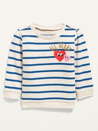 Unisex Valentine-Graphic French Terry Striped Pullover Sweater for Baby | Old Navy (US)