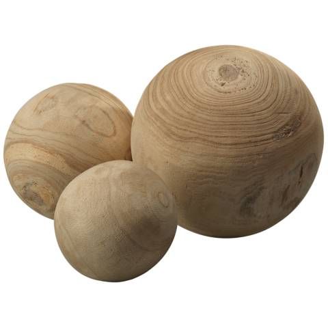 Malibu Natural Rustic Wood Balls - Set of 3 by Jamie Young | Lamps Plus