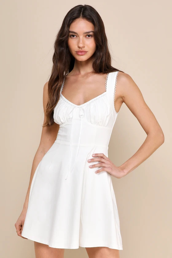 Exceptionally Loved White Bustier Skater Mini Dress | Lulus