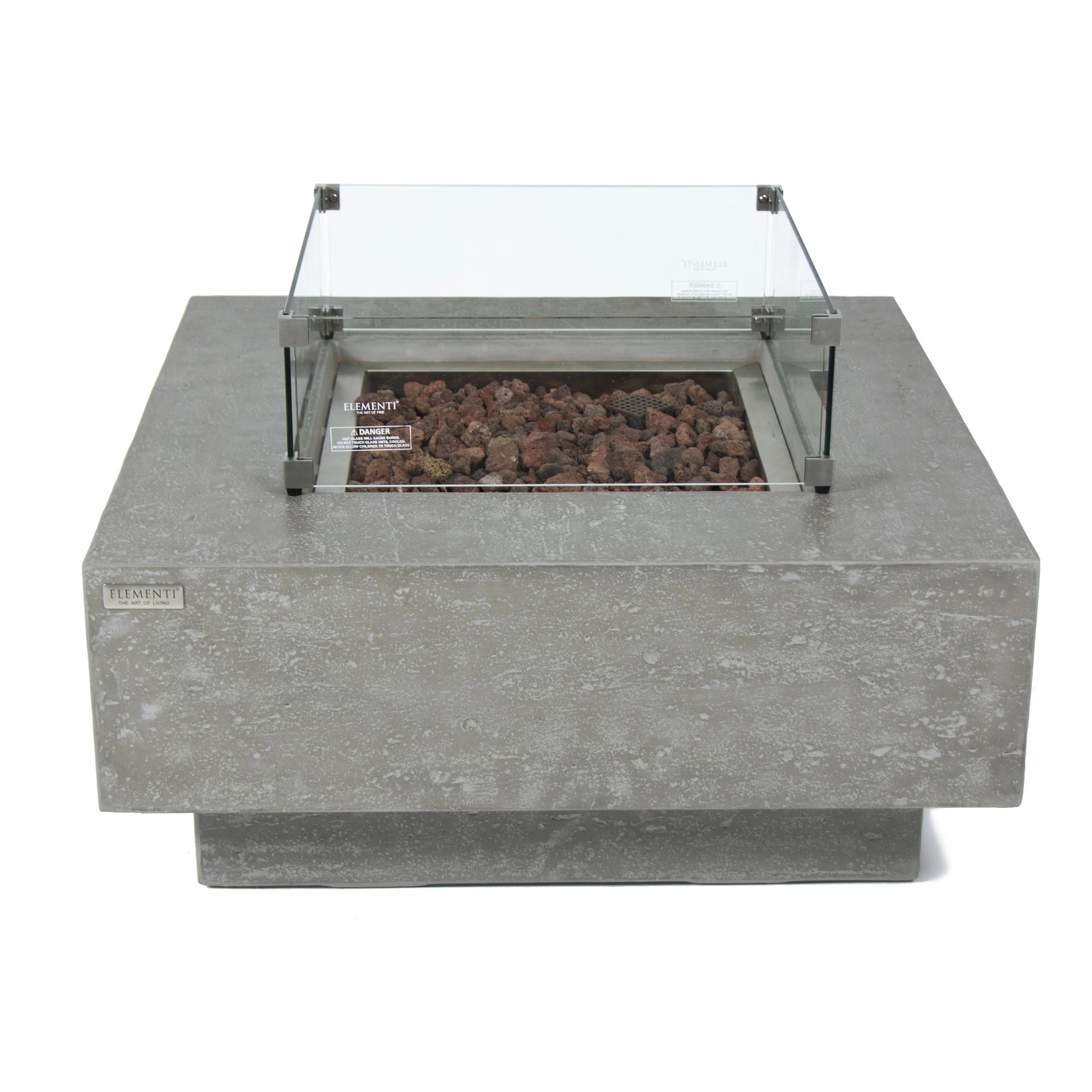 Elementi Manhattan 36" Outdoor Concrete Fire Table 45,000 BTU - Includes Lava Rocks & PVC Cover &... | Wayfair North America
