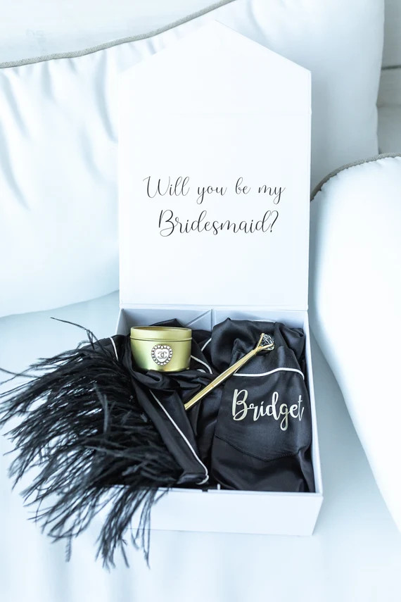 UNIQUE Bridesmaid Proposal Box Set/ Luxe Feather Bridesmaid | Etsy | Etsy (US)