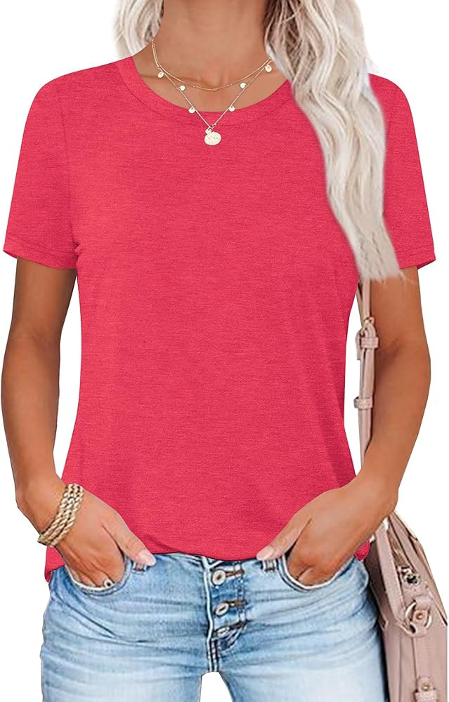 Elesomo Womens Long Sleeve Shirts Crew Neck Basic Tee Tshirt Casual Spring Tops | Amazon (US)