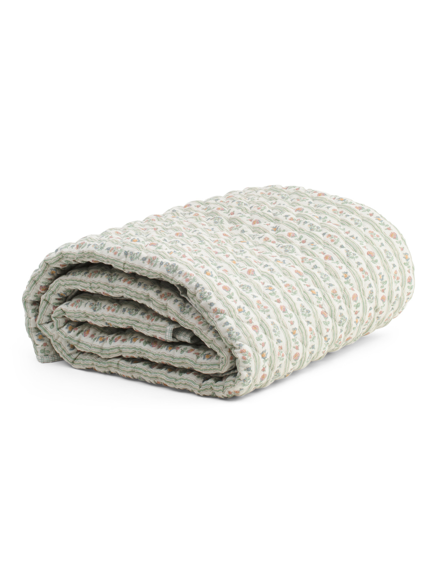 Reversible Floral Block Print Quilt With Gingham Back | Bed & Bath | Marshalls | Marshalls