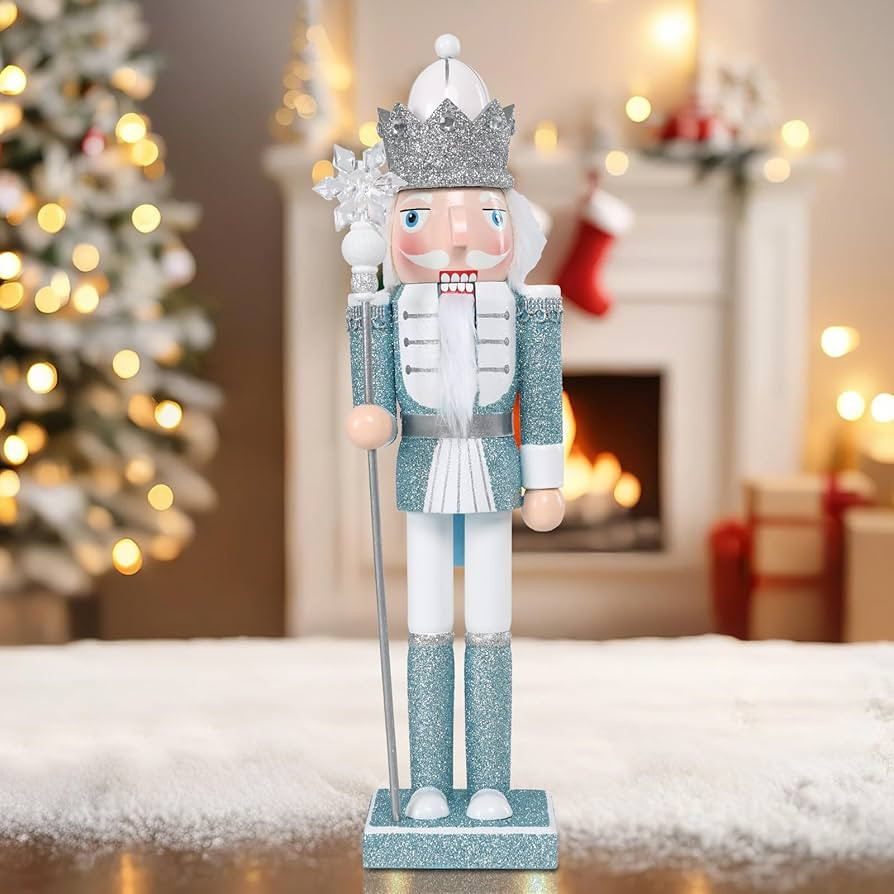 WONDER GARDEN Christmas nutcrackers, 14 Inch Nutcracker Christmas Decor, Blue Wooden King Solider... | Amazon (US)
