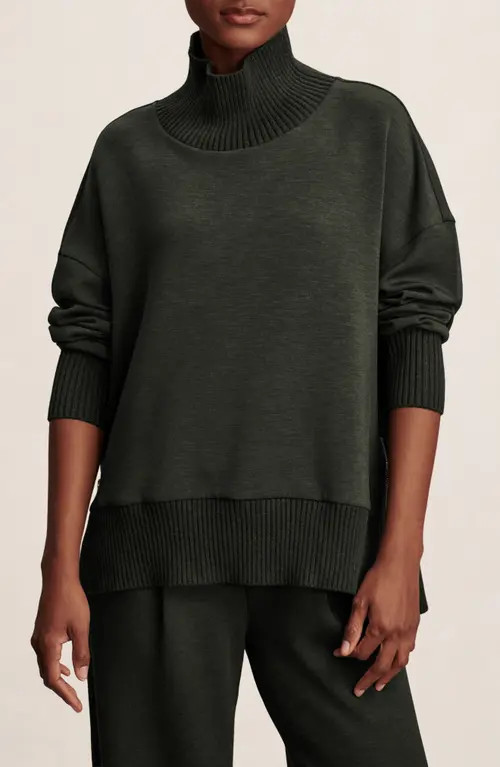 Varley Barker Turtleneck Sweatshirt in Olive Marl at Nordstrom, Size Medium | Nordstrom