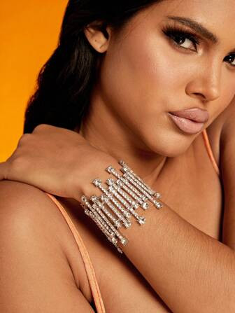 SHEIN SXY Rhinestone Decor Bangle | SHEIN