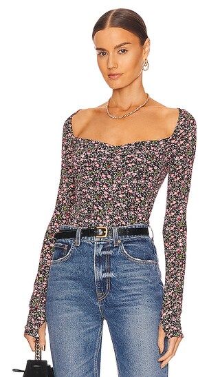 Kiran Top in Black Floral | Revolve Clothing (Global)