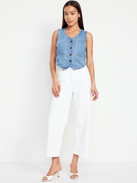 Extra High-Waisted Wide-Leg Crop Jeans | Old Navy (US)