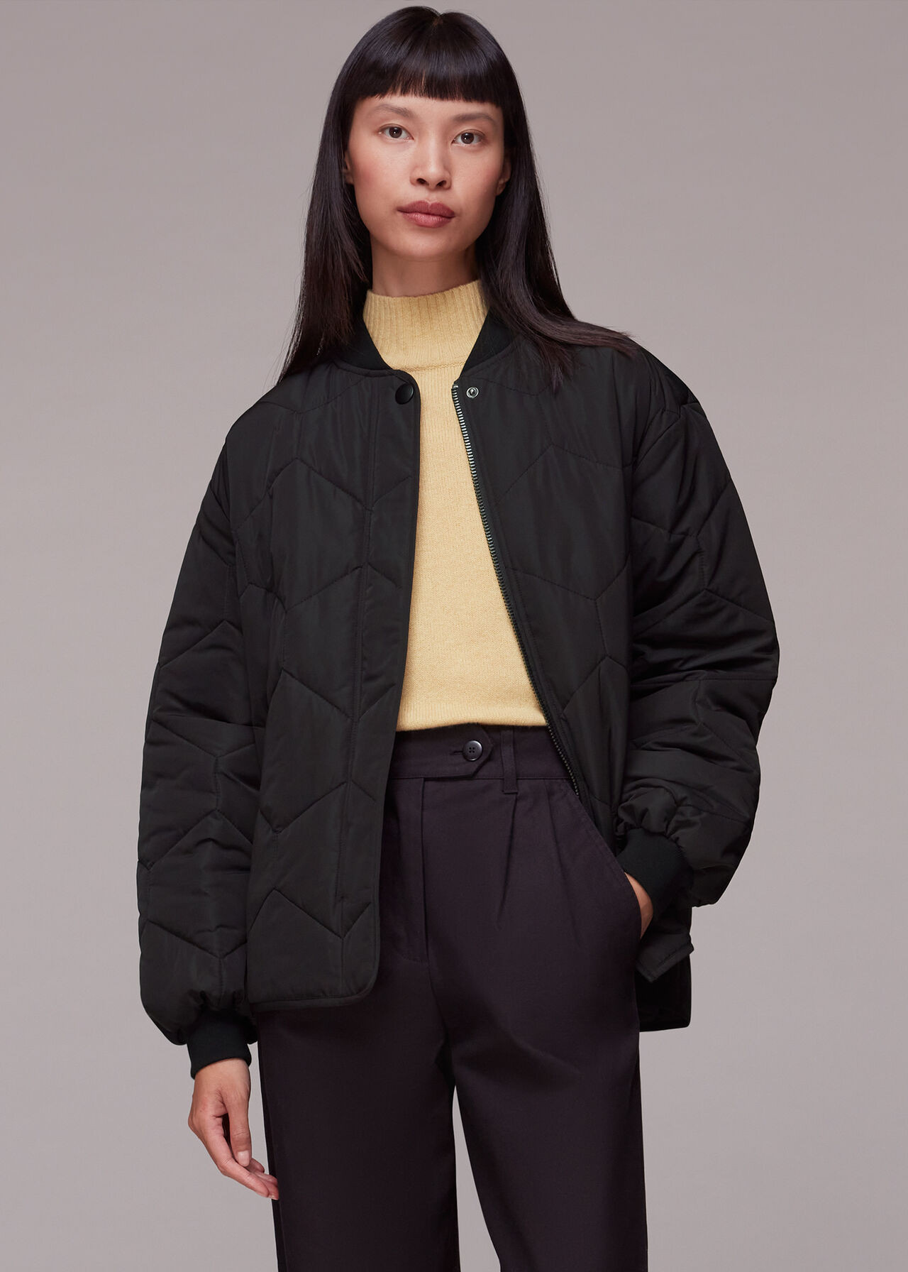 Black Ida Short Quilted Coat | WHISTLES | | Whistles