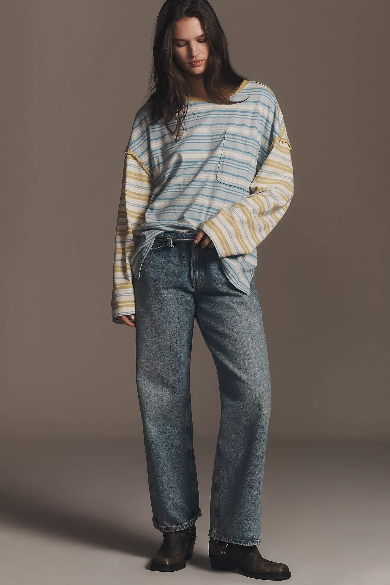 Pilcro Long-Sleeve Boyfriend Tee | Anthropologie (US)