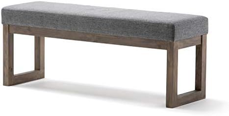 SIMPLIHOME Milltown 44 inch Wide Rectangle Large Ottoman Bench Grey Footrest Stool, Linen Look Po... | Amazon (US)