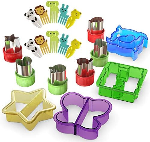 FUNUTTERS Sandwich Cutters for Kids with Cute Food Picks, 20 pc. Set, Animal Cutouts for Cookies,... | Amazon (US)