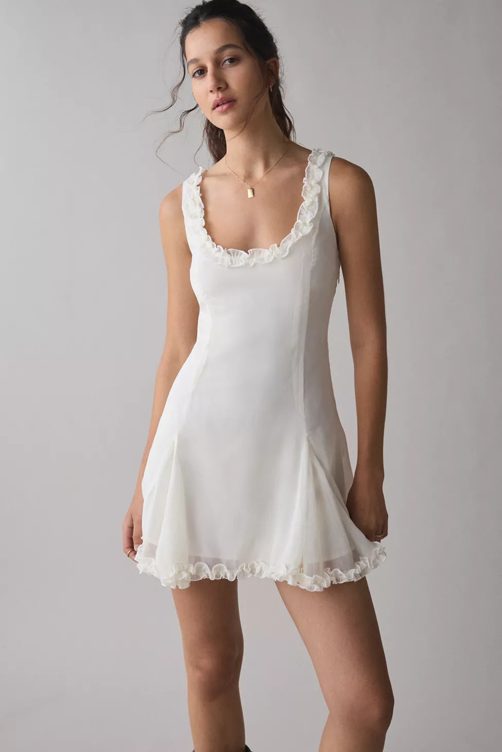 Motel Fulvia Ruffle Trim Slip Mini Dress | Urban Outfitters (US and RoW)
