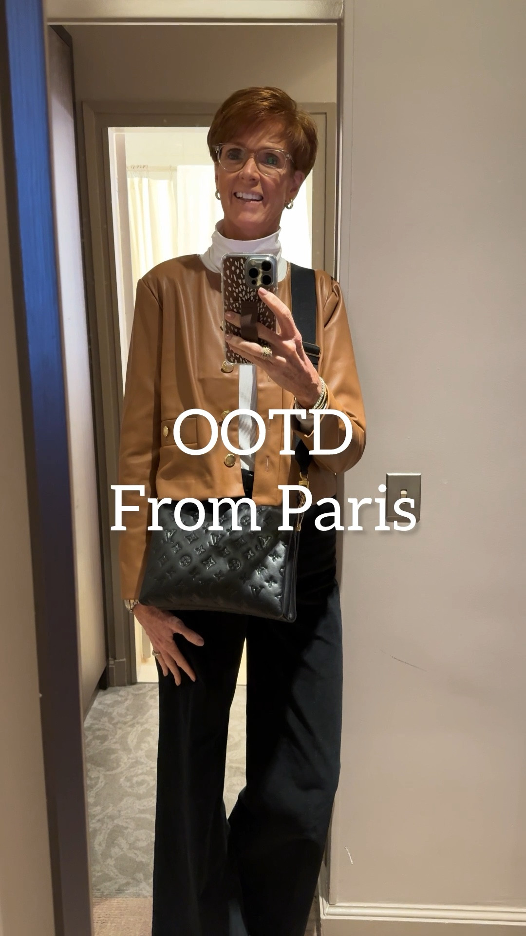 OOTD from Paris
Faux leather jacket paired with black wide leg pants and a turtleneck .

#LTKTravel #LTKOver40 #LTKStyleTip