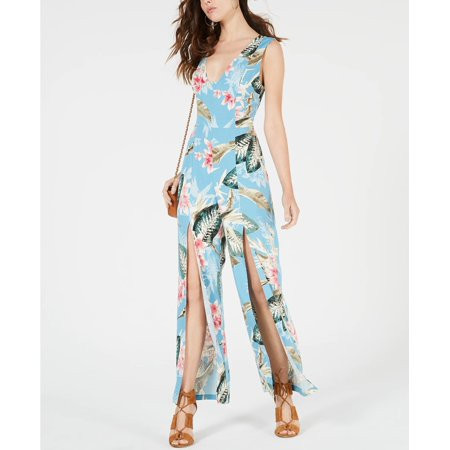 Guess Women s Printed Split-Leg Jumpsuit Blue Size 0 | Walmart (US)