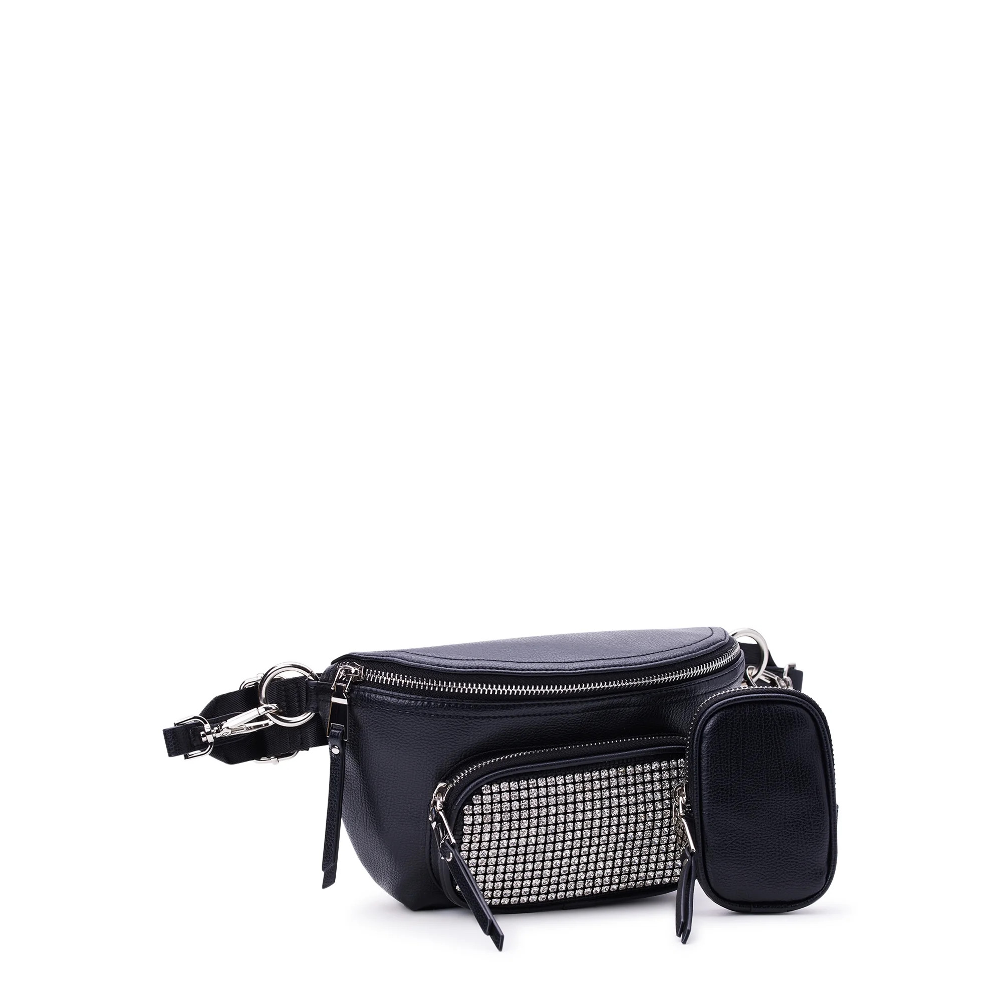 Madden NYC Women's Crystal Fanny Pack Crossbody, Black - Walmart.com | Walmart (US)