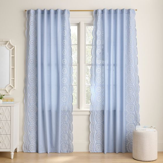 AERIN Eyelet Scallop Light-Filtering Curtain | Pottery Barn Teen