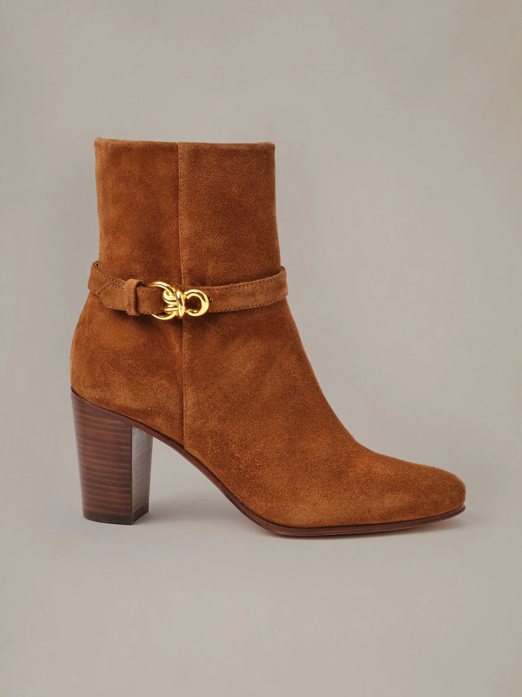 Cognac Solid Elle Suede Ankle Boots | Women's Shoes | J.McLaughlin | J.McLaughlin