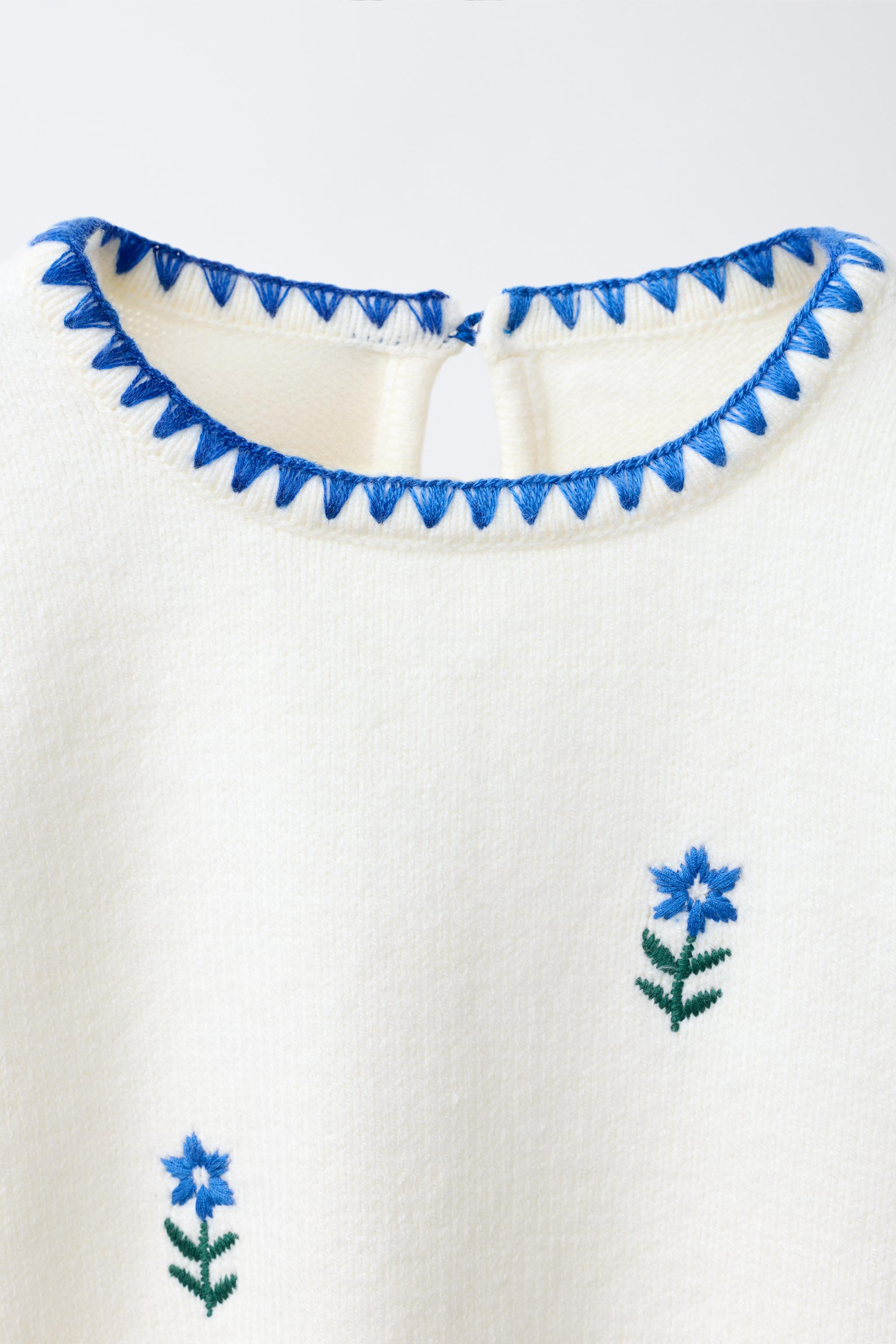 FLORAL EMBROIDERED KNIT SWEATER | Zara US