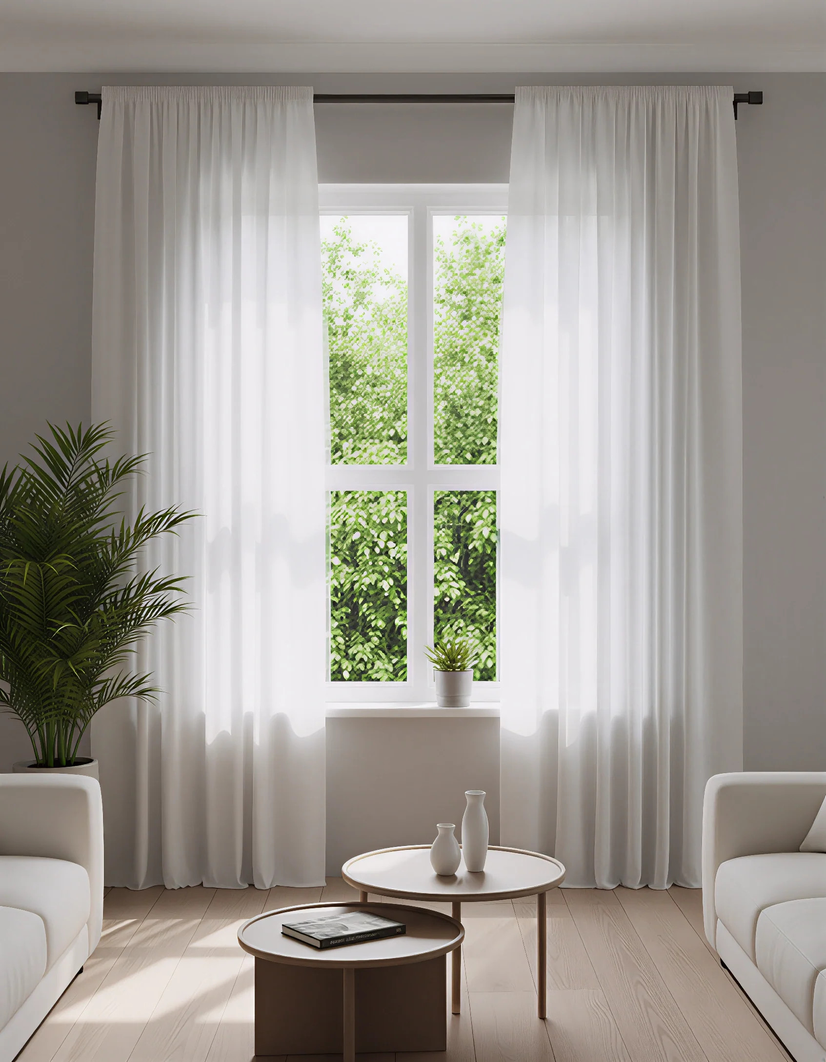 Yarn Linen Look Sheer Custom Curtain | TheHues
