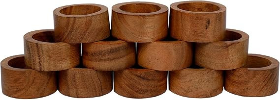 SAMHITA Handmade Acacia Wood Napkin Ring Set of 12 for Dining, Anniversary, Birthday, Christmas |... | Amazon (US)
